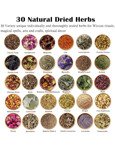 Kit de Brujería Ainswei 30 Hierbas y Flores Secas 1.02kg