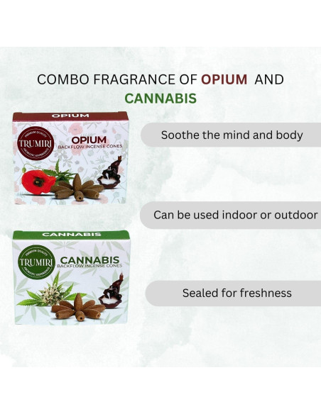 Conos de Incienso de Retroceso TRUMIRI - 20 Unidades Opio y Cannabis
