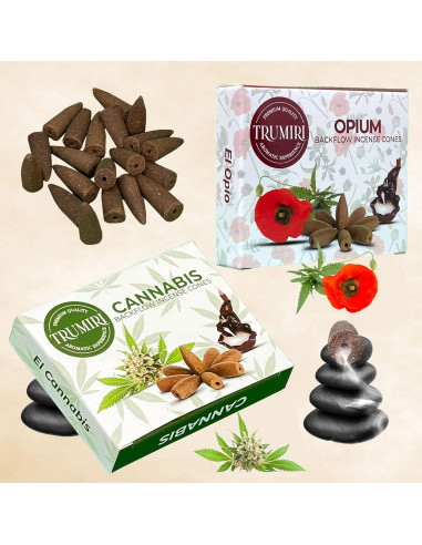 Conos de Incienso de Retroceso TRUMIRI - 20 Unidades Opio y Cannabis