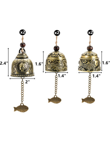 Campanas de Viento Peohud 6 Piezas Dragón Chino Vintage