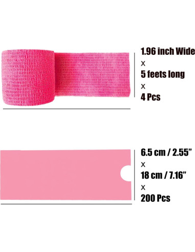 Cinta de Tatuaje MIUXIA 200 Piezas Rosa y 4 Cintas de Agarre