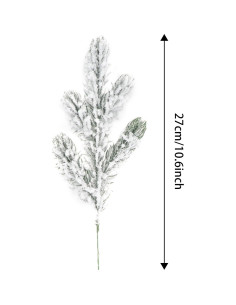 12 Agujas de Pino Artificial Nevado Kunjocy 27cm Decoración 2