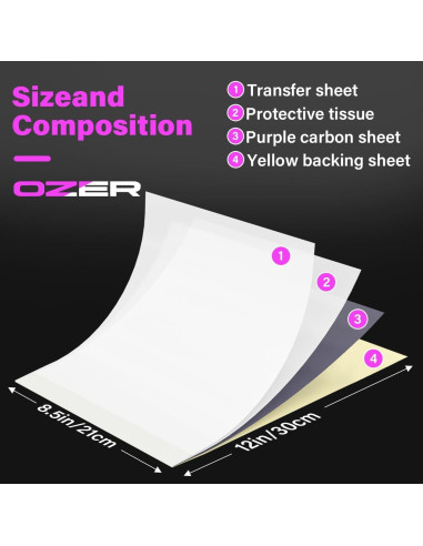 Papel de Transferencia para Tatuajes OZER A4 x 50 Hojas