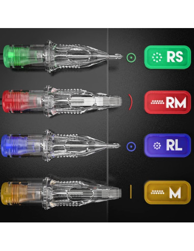 Cartuchos Agujas Dragonhawk Extreme 50Pcs Mixtos 1003RL 1005RL