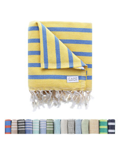 Toalla de Playa Cape Comforts Rayas Amarillo Pálido 170x94 cm