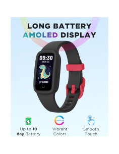 Reloj Fitness Infantil BIGGERFIVE KR05 Negro, Pantalla AMOLED 2