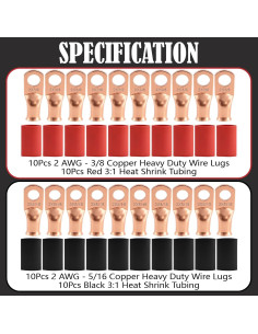 Kit de terminales de cable de batería Xaugiry 20 piezas 2 AWG 2