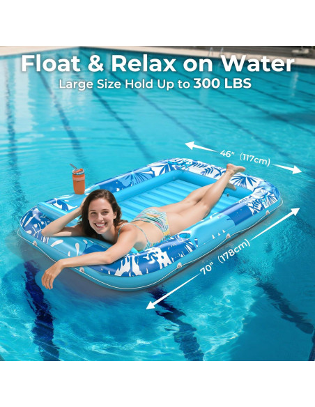 Flotador Inflable Poolacc 70x46 con Lona Protección Azul