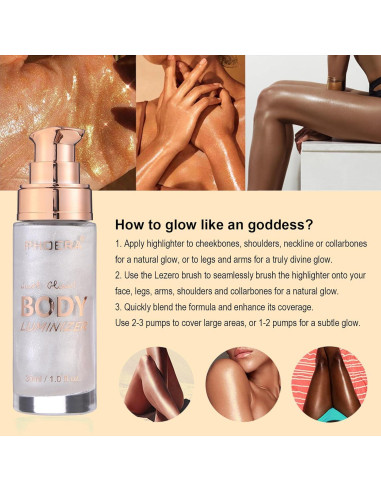 Aceite Brillante Corporal Lezero 30ml Diamante Platino Hidratante