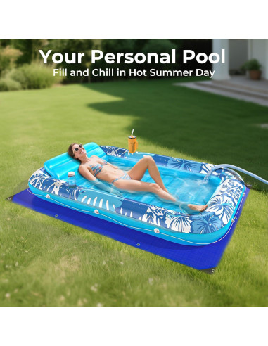 Flotador Inflable Poolacc 70x46 con Lona Protección Azul