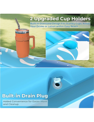 Flotador Inflable Poolacc 70x46 con Lona Protección Azul