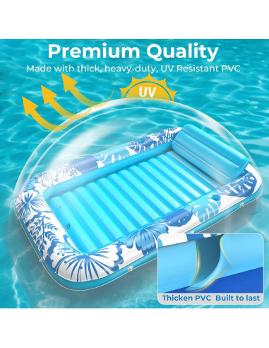 Flotador Inflable Poolacc 70x46 con Lona Protección Azul
