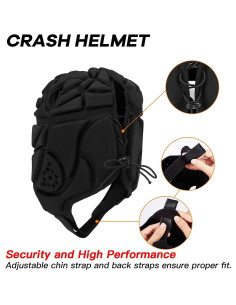 Casco de Rugby Bosgladek Negro 2 pcs para Adultos y Niños 2