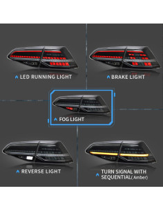 Luces Traseras VLAND Ahumadas para Golf MK7 MK7.5 2012-2020 2
