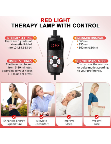 Lámpara de Terapia de Luz Roja SAVILER Doble Cabezal 660nm