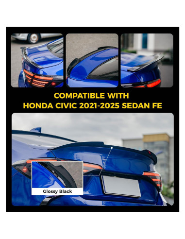 Alerón Trasero Xprite para Honda Civic 2021-2025 - ABS Negro