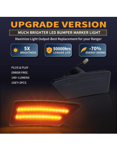 Gempro Luz de Marcador Lateral LED Ámbar para Ford Ranger 2019-2023 2