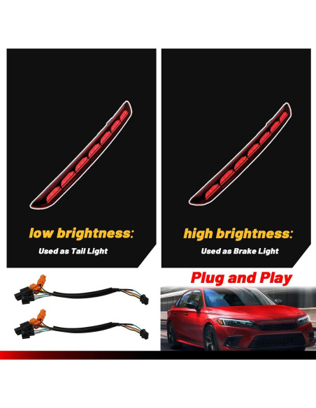 Luz de Niebla Trasera LED KEEGTBOX para Honda Civic 2022-2023
