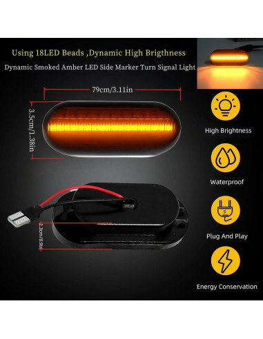 Luz de Señal de Giro LED HAHLOMEI Lente Ahumada para VW y Ford