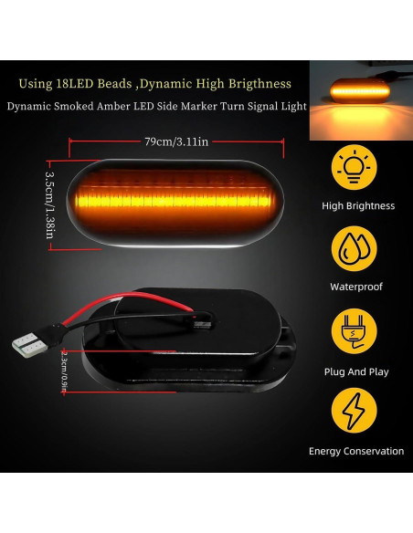 Luz de Señal de Giro LED HAHLOMEI Lente Ahumada para VW y Ford