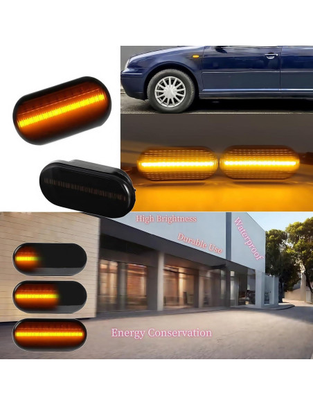 Luz de Señal de Giro LED HAHLOMEI Lente Ahumada para VW y Ford