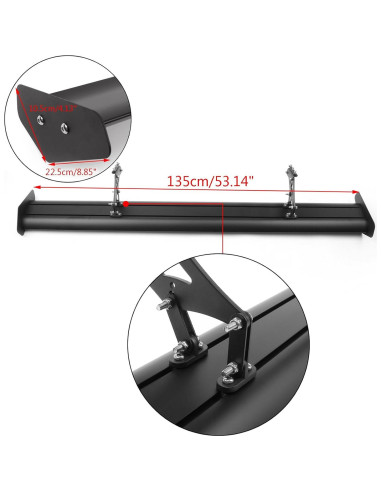 Spoiler Trasero Ajustable Areyourshop 134.62 cm Aluminio Negro