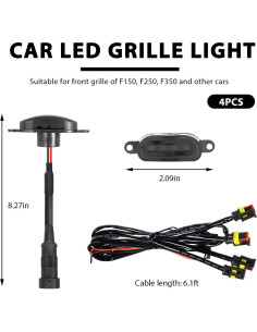 4 Luces LED de Rejilla NYTKL para Automóvil Negro y Amarillo 2