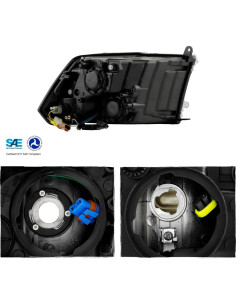 Faros Negros LED DRL AKKON para Dodge Ram 1500/2500/3500 2009-2018 2