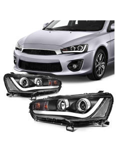 Faros SCITOO para Mitsubishi Lancer 2008-2017 Carcasa Negra