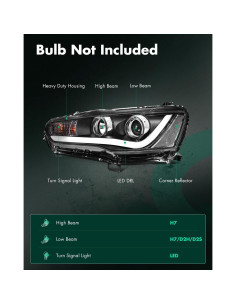 Faros SCITOO para Mitsubishi Lancer 2008-2017 Carcasa Negra 2