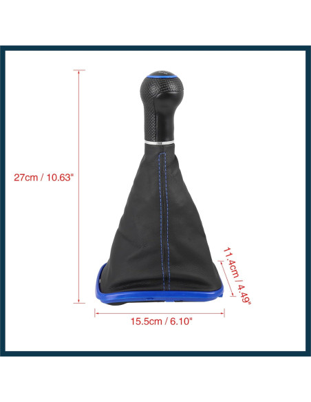 Perilla de Cambio 5 Velocidades TUCKBOLD Azul Cuero PVC 12mm