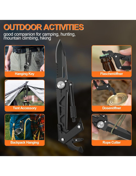 Multiherramienta GLOPUS 6 en 1 con mosquetón y cuchillo