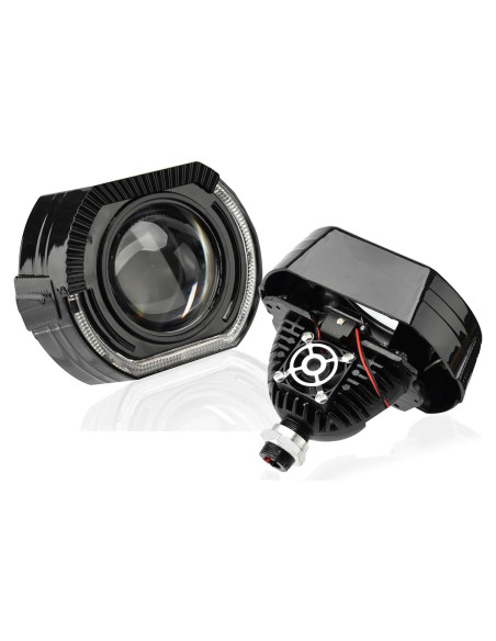 Lente de Proyector HDYEGIOU 3.0" con Ojos de Ángel Amarillos