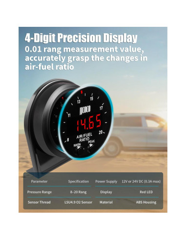 Medidor de Relación Aire/Combustible AFR LSU 4.9 52mm LED