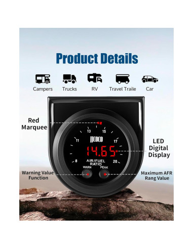 Medidor de Relación Aire/Combustible AFR LSU 4.9 52mm LED