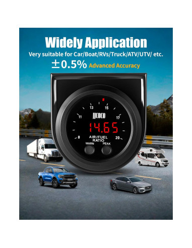 Medidor de Relación Aire/Combustible AFR LSU 4.9 52mm LED