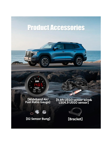 Medidor de Relación Aire/Combustible AFR LSU 4.9 52mm LED