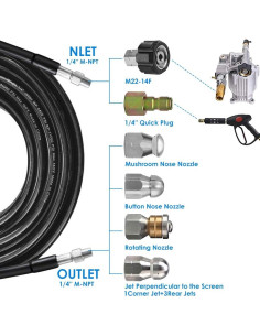 Kit de limpieza de alcantarillado ZOFINE 30.48m 5800PSI 2