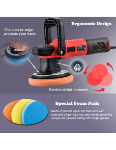 Pulidor Orbital ZOTA N906 750W 6 Velocidades 15mm 2