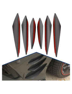 Kit de Spoiler Frontal Yumfugu 6 PCS PVC Carbono Negro