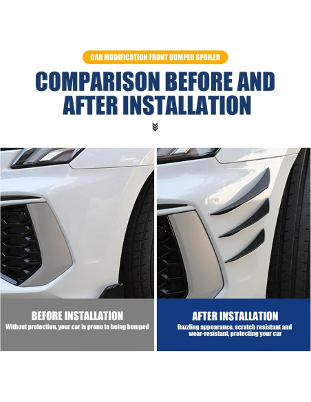 Kit de Spoiler Frontal Yumfugu 6 PCS PVC Carbono Negro