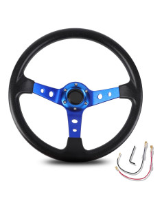 Volante Deportivo Universal Spaorcco HR002-25 PU 35.1 cm Azul