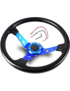 Volante Deportivo Universal Spaorcco HR002-25 PU 35.1 cm Azul 2