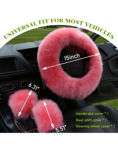 Funda de Volante de Lana Pura Ohleats 38 cm Rosa 3 Piezas 2