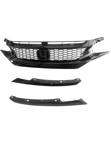 Rejilla del Capó Panal Negra Brillante Honda Civic 2016-2018