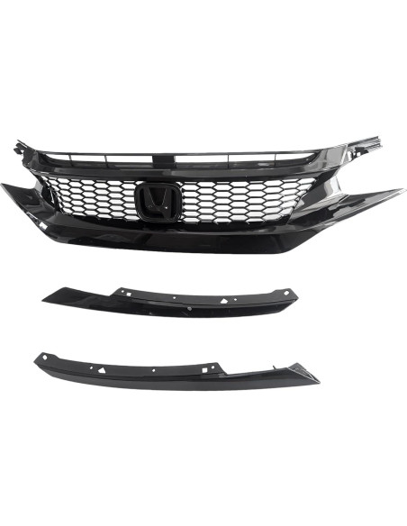 Rejilla del Capó Panal Negra Brillante Honda Civic 2016-2018
