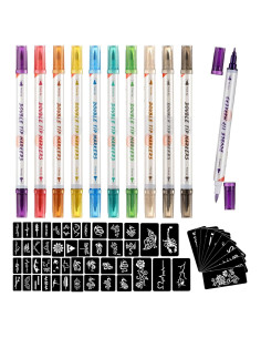 Marcadores de Tatuajes Temporales HAWINK 10 Piezas + 56 Plantillas