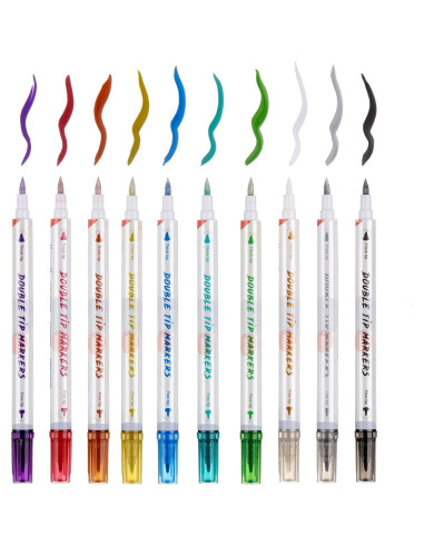 Marcadores de Tatuajes Temporales HAWINK 10 Piezas + 56 Plantillas