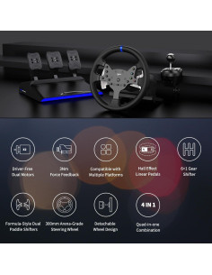 Volante de Carreras PXN V99 con Pedales y Retroalimentación de Fuerza 2