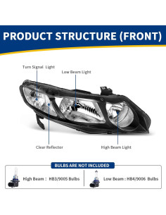 Conjunto de Faros AUTOSAVER88 para Civic 2006-2011 4 Puertas 2